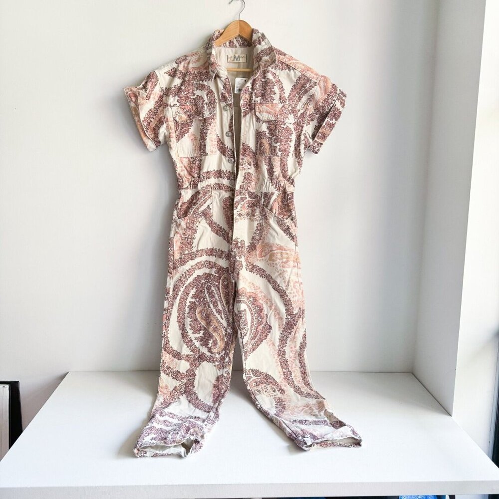 Free People We The Free Marci Denim Paisley Coveralls / Boiler Jumpsuit • Medium